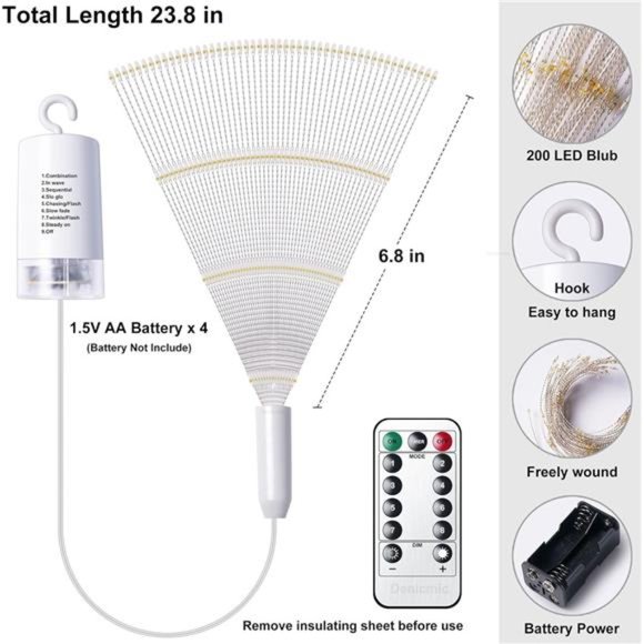 Starburst Lights 200 LED Firework Lights Copper Wire Sphere Lights with Remote - Picture 3 of 6